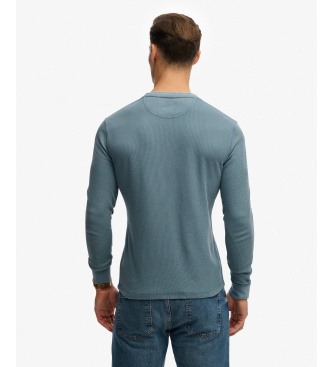 Superdry Teksturowana koszulka Grandad w kolorze niebieskim