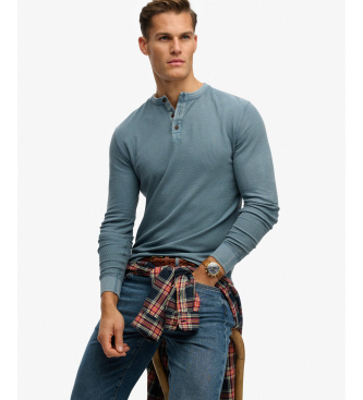 Superdry Teksturowana koszulka Grandad w kolorze niebieskim