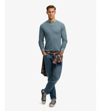 Superdry Teksturowana koszulka Grandad w kolorze niebieskim