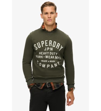 Superdry Machined Goods Workwear sweatshirt med rund halsringning grn