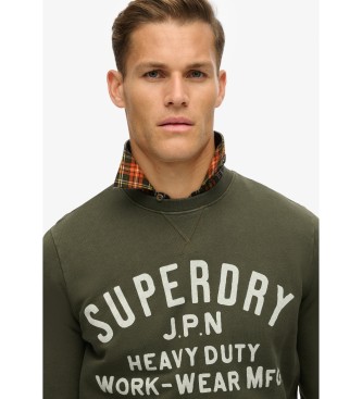 Superdry Machined Goods Workwear crew neck sweatshirt groen