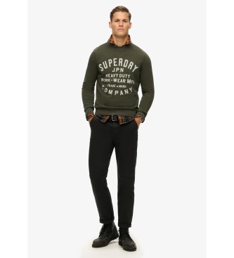 Superdry Machined Goods Workwear crew neck sweatshirt groen