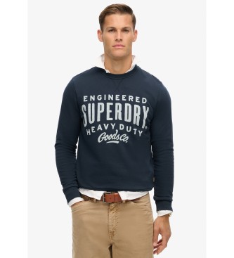 Superdry Granatowa bluza z okrągłym dekoltem Machined Goods Workwear