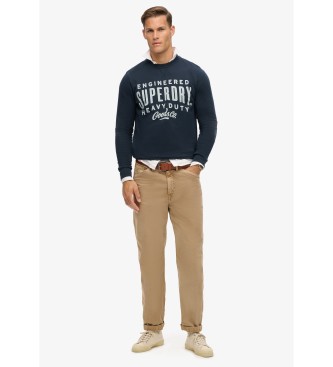 Superdry Machined Goods Workwear navy crew-neck sweatshirt