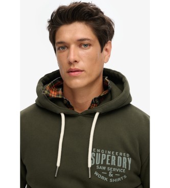 Superdry Machined Goods Workwear hoodie green