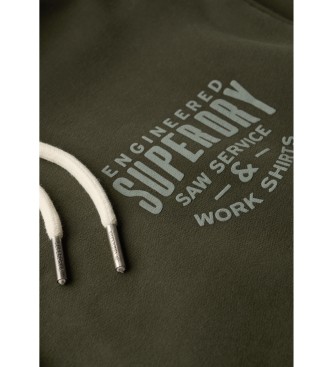 Superdry Machined Goods Workwear hoodie groen