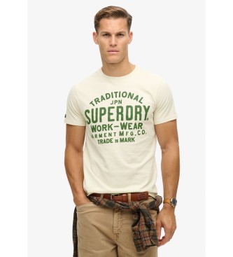 Superdry T-shirt da lavoro bianca per articoli lavorati