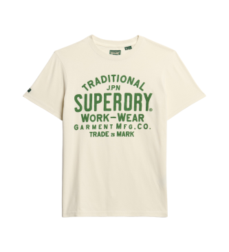 Superdry T-shirt da lavoro bianca per articoli lavorati