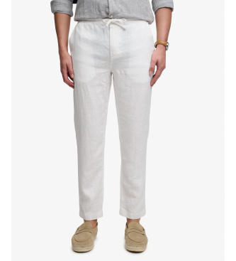 Superdry Pantaloni Merchant in lino bianco