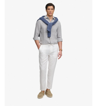 Superdry Pantaloni Merchant in lino bianco