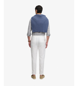 Superdry Pantaloni Merchant in lino bianco