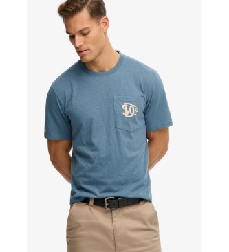 Superdry Merchant Grafična žepna majica modra