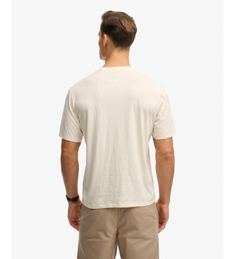 Superdry Merchant Grafična majica z žepi iz belo-rumene barve