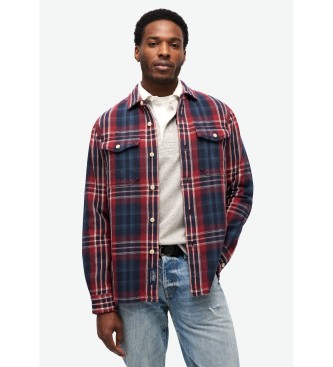 Superdry Camisa xadrez azul-marinho da Merchant Store, vermelha