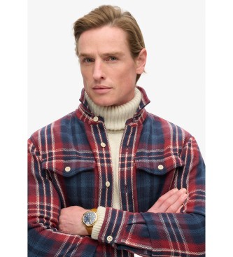 Superdry Merchant Store navy plaid check shirt, red