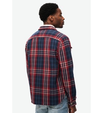 Superdry Camicia a quadri pesanti Merchant Store blu scuro, rossa