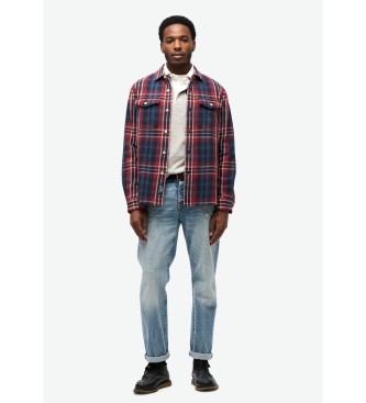 Superdry Merchant Store navy plaid check shirt, red