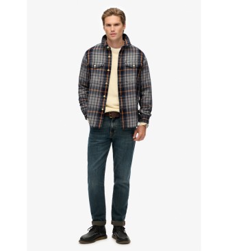 Superdry Camisa pesada xadrez Homestead Navy do comerciante