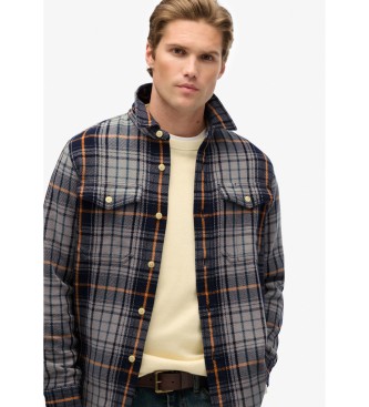 Superdry Camisa pesada xadrez Homestead Navy do comerciante
