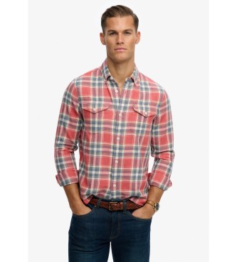 Superdry Czerwona koszula w kratę Merchant Lite