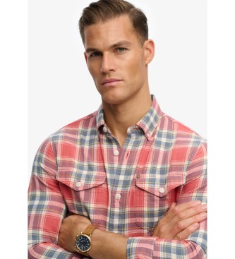 Superdry Czerwona koszula w kratę Merchant Lite