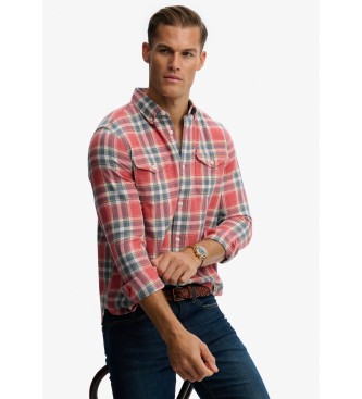 Superdry Czerwona koszula w kratę Merchant Lite