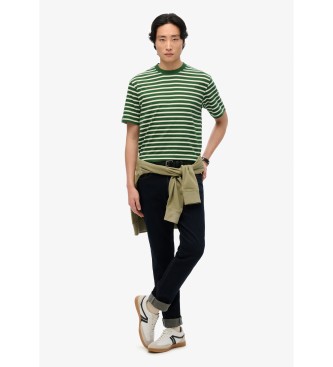 Superdry T-shirt s riscas verde do comerciante