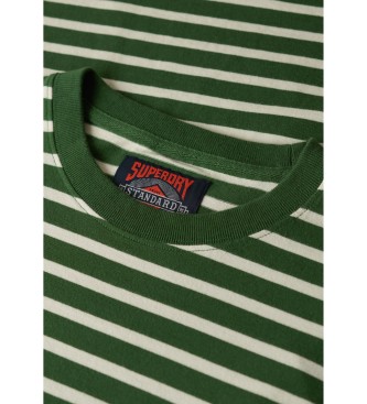 Superdry T-shirt s riscas verde do comerciante
