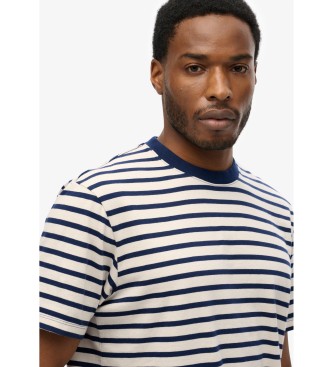 Superdry T-shirt do comerciante azul-marinho, branco
