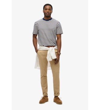 Superdry T-shirt do comerciante azul-marinho, branco