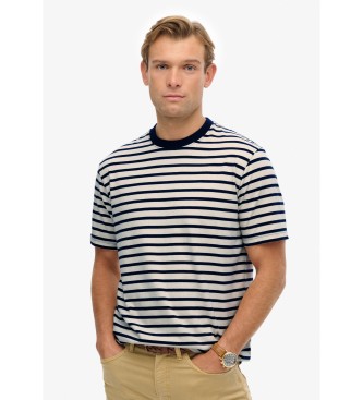 Superdry Merchant Stripe T-shirt wit, marineblauw