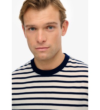 Superdry Merchant Stripe T-shirt wit, marineblauw