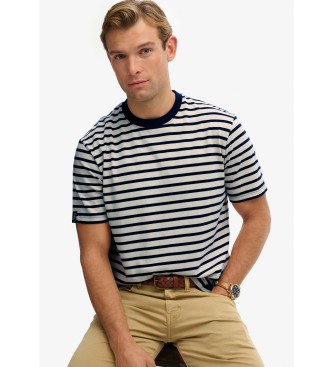 Superdry Merchant Stripe T-shirt wit, marineblauw
