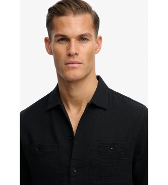 Superdry Camisa texturizada Merchant preta