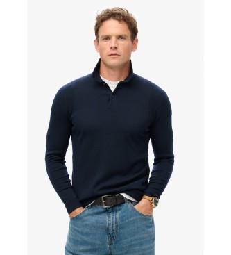 Superdry Marineblauer Pullover aus Merinowolle