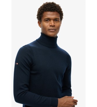 Superdry Maglione dolcevita in lana merino blu scuro