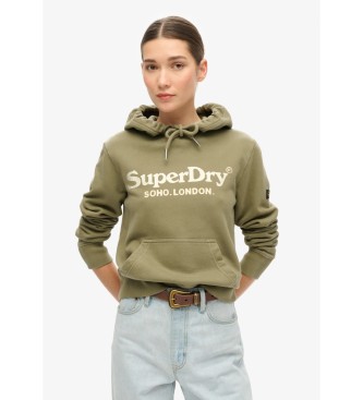 Superdry Sweat  capuche Venue  finition mtallique vert