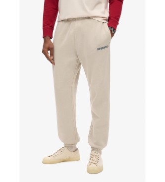 Superdry Pantalon de jogging avec micrologo imprim beige