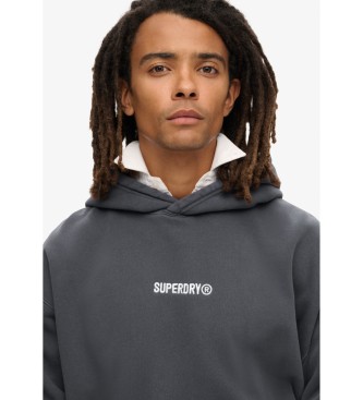 Superdry Loose-fitting hooded sweatshirt with printed micro-logo print  grey