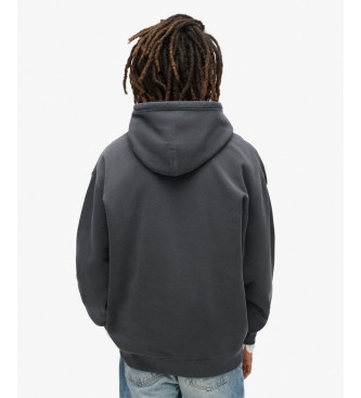 Superdry Loose-fitting hooded sweatshirt with printed micro-logo print  grey