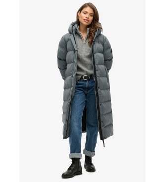Superdry Langlebiger grauer Mantel aus Mikrofaser