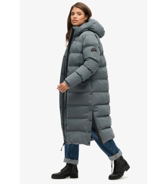 Superdry Langlebiger grauer Mantel aus Mikrofaser