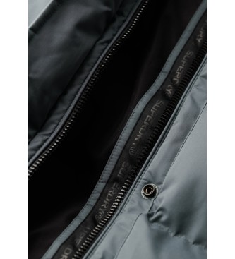 Superdry Langlebiger grauer Mantel aus Mikrofaser