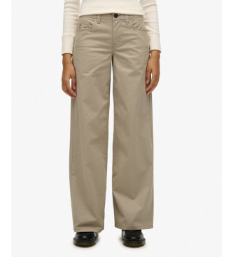 Superdry Beige Baggy Chino Trousers