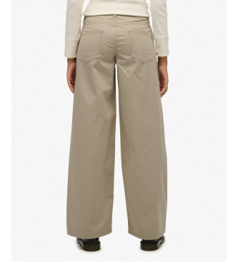 Superdry Beige Baggy Chino Trousers