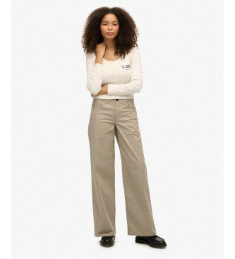 Superdry Beige Baggy Chino Trousers