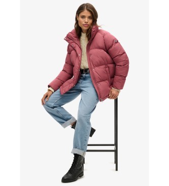 Superdry Mellemlang quiltet jakke i pink