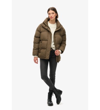 Superdry Veste matelasse mi-longue de couleur marron
