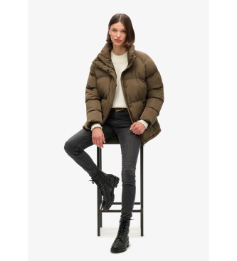 Superdry Veste matelasse mi-longue de couleur marron