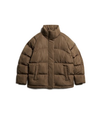 Superdry Veste matelasse mi-longue de couleur marron